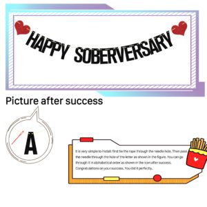 Happy Soberversary Banner, Happy Sober Anniversary Decorations, Happy Sobriety, Perfect for the Celebration of Lengths of Sobriety and Recovery Birthdays Black Red Glitter