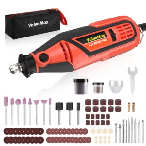 valuemax power rotary tool kit, keyless chuck, variable speed corded rotary tool with 120 pcs accessories for crafting, including carving, engraving, sanding, polishing, cutting tools and carrying bag