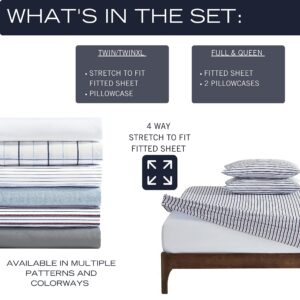 Nautica - Full Sheet Set, Deep Pocket Fitted Sheet and Pillowcase Set, Casual Home Decor (Skinny Yacht Stripe Grey, Full)