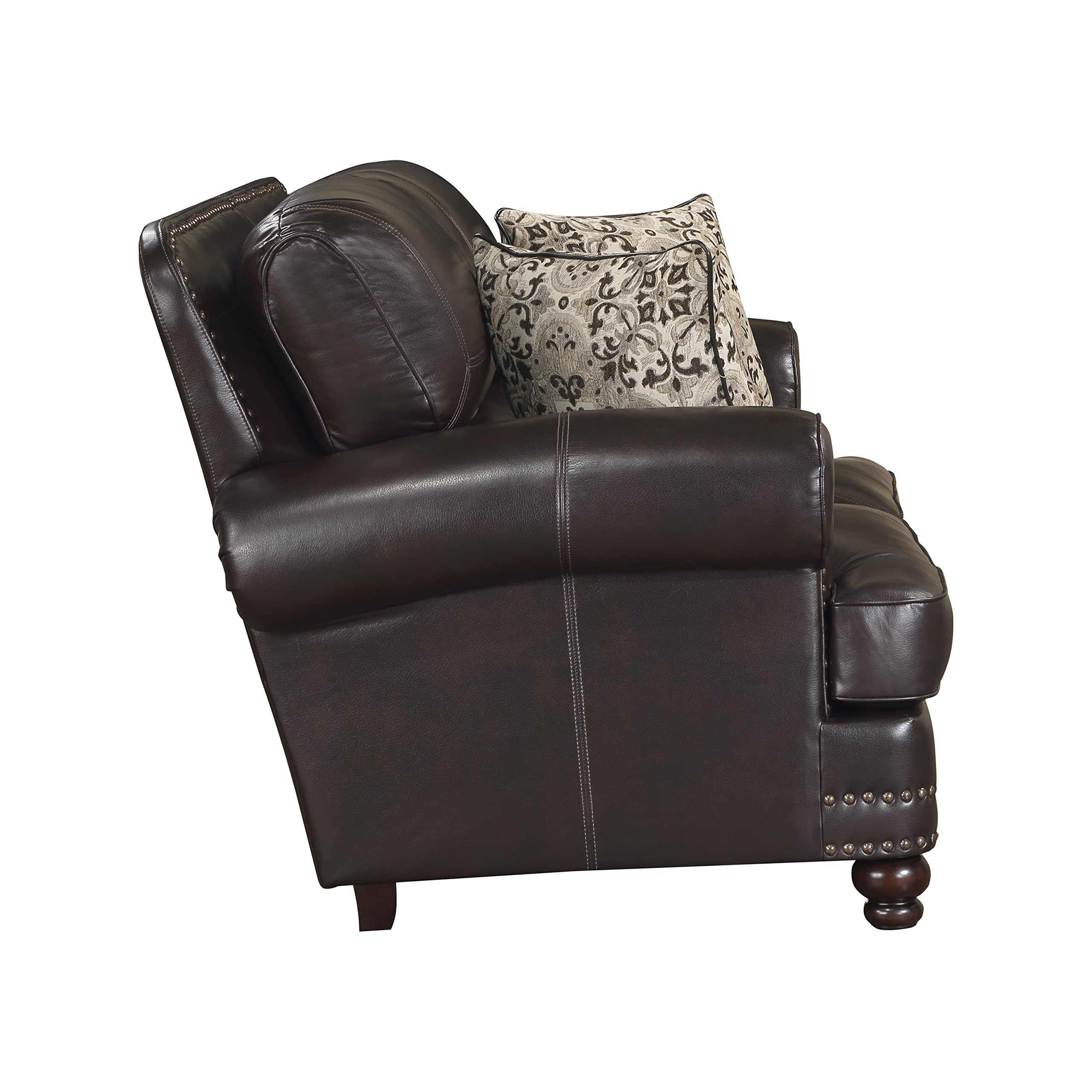 Lexicon Sébastien Breathable Faux Leather Living Room Loveseat, Brown