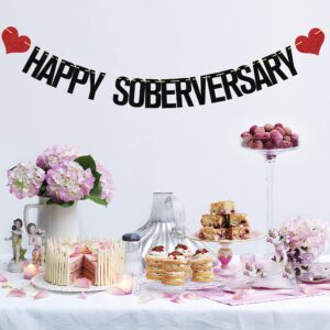 Happy Soberversary Banner, Happy Sober Anniversary Decorations, Happy Sobriety, Perfect for the Celebration of Lengths of Sobriety and Recovery Birthdays Black Red Glitter