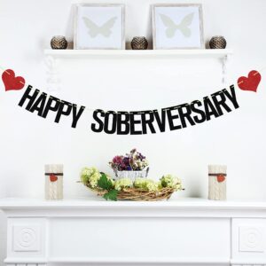 Happy Soberversary Banner, Happy Sober Anniversary Decorations, Happy Sobriety, Perfect for the Celebration of Lengths of Sobriety and Recovery Birthdays Black Red Glitter