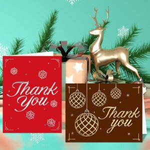 24 Pack Christmas Foil Thank You Cards and Envelopes Blank Inside Christmas Greeting Note Cards Party Supply