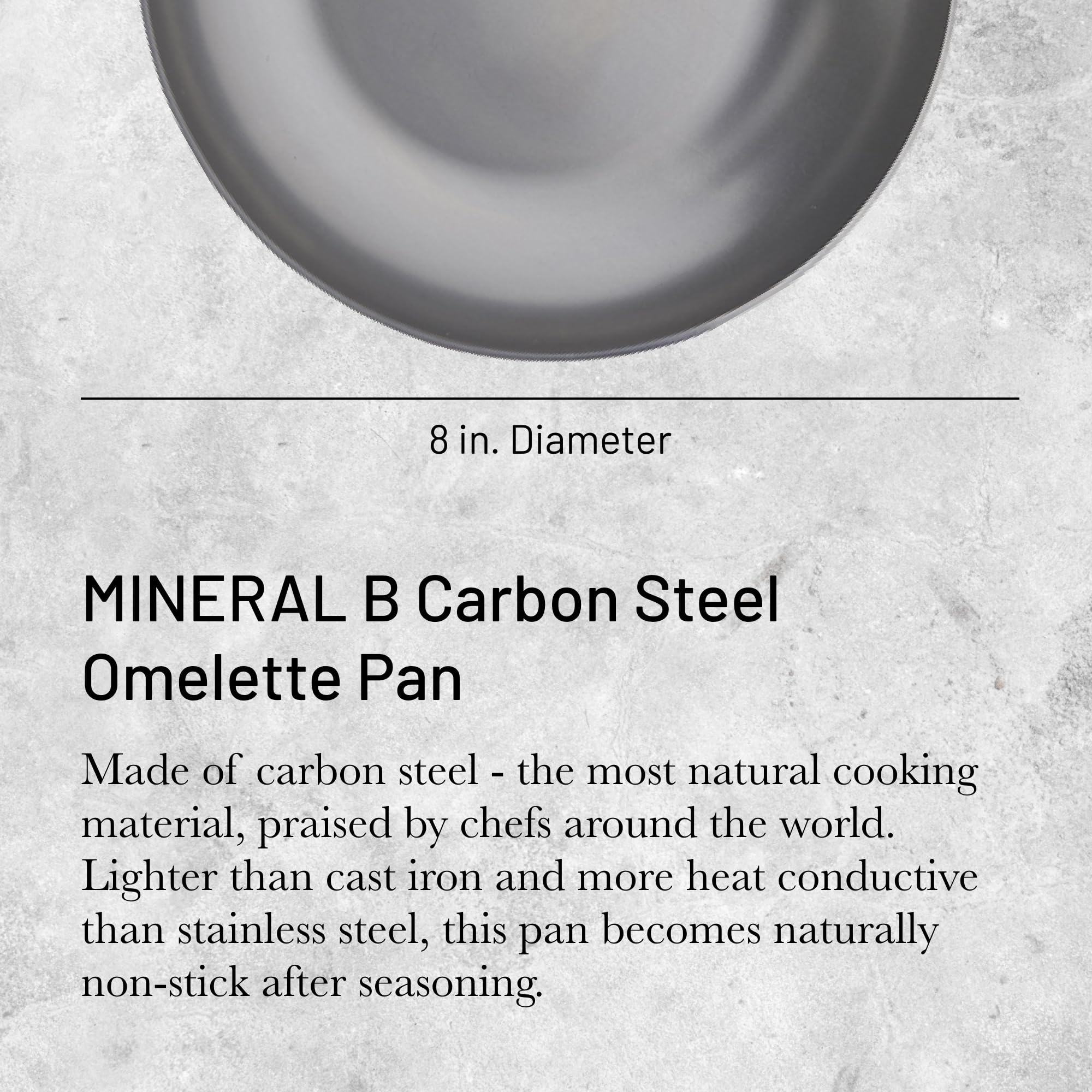 de Buyer MINERAL B Carbon Steel Omelette Pan - 8” Diameter, Naturally Nonstick - Made in France