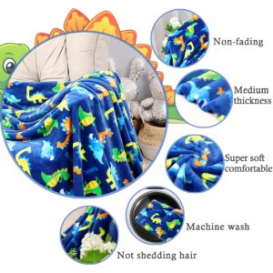 Warm Soft Toddler Fleece Blankets for Boys with Dinosaur Pattern Print - Cozy Fuzzy Plush Flannel Kids Throw Blanket for Daycare & School - 50x60 inches