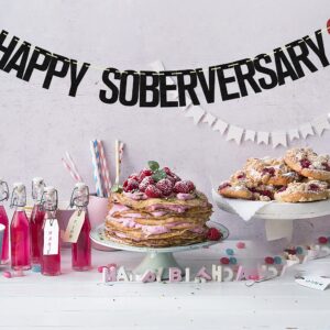 Happy Soberversary Banner, Happy Sober Anniversary Decorations, Happy Sobriety, Perfect for the Celebration of Lengths of Sobriety and Recovery Birthdays Black Red Glitter