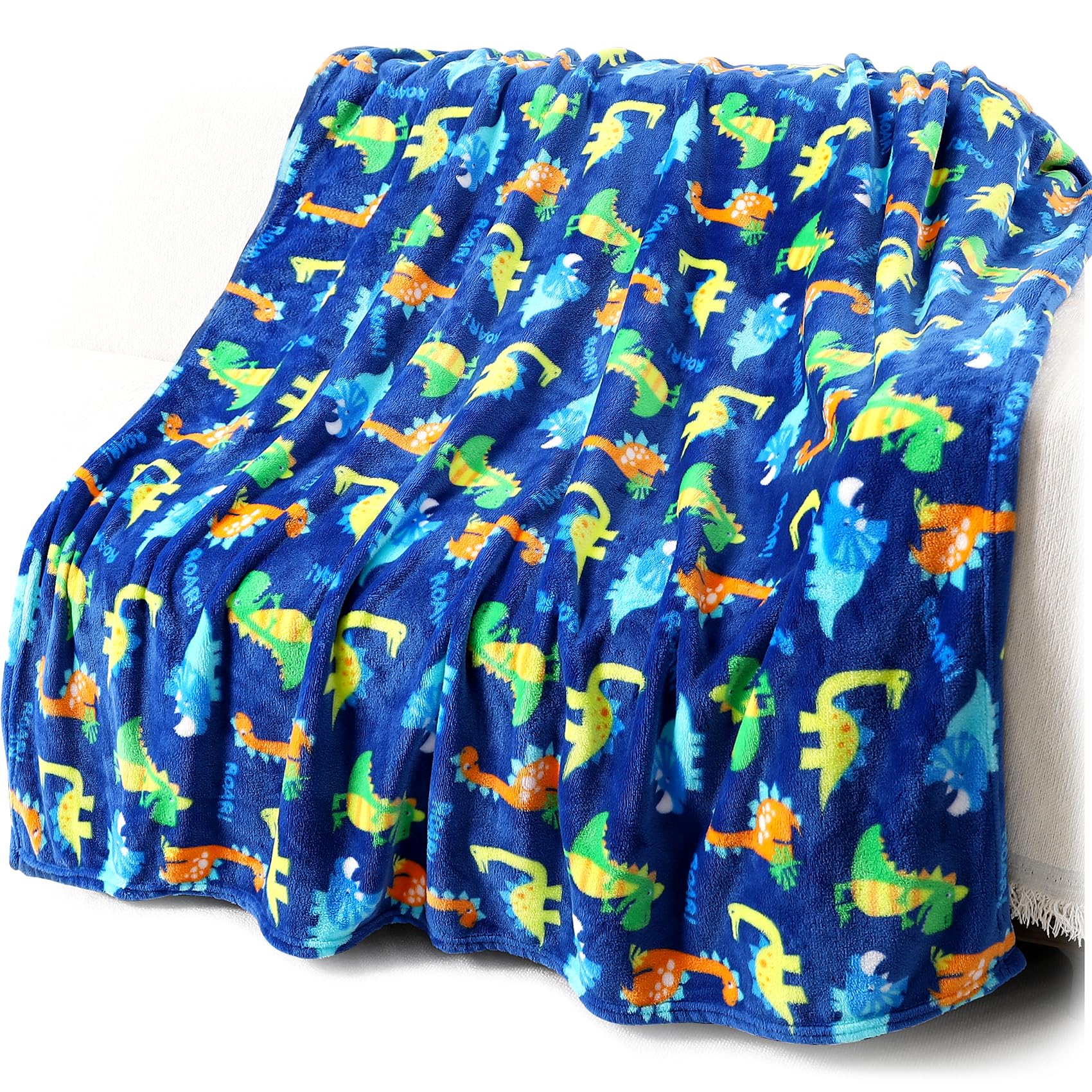 Warm Soft Toddler Fleece Blankets for Boys with Dinosaur Pattern Print - Cozy Fuzzy Plush Flannel Kids Throw Blanket for Daycare & School - 50x60 inches