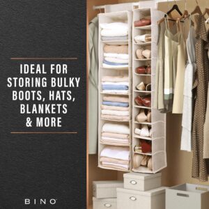 BINO 6-Shelf Sweater Closet Organizer - Beige | Closet Hanging Organizer for Bedroom | Hanging Sweater Storage Organizer | Hanging Shelves | Portable Closets for Hanging Clothes | Room Essentials