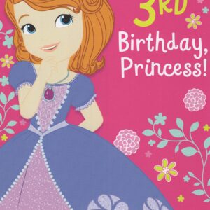 Sofia the First Happy 3rd Third Birthday Princess (Age 3) Card - When You're the Birthday Princess, All the Kingdom Shouts, Hooray!" Here's Hoping That Your Day is Fun in Every Royal Way!