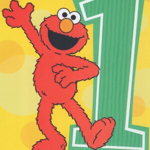 Heartline Elmo Happy 1st First Birthday Card (Age 1) - Elmo Hopes Your Birthday is TICKLISH, WIGGLISH, and oh so GIGGLISH!