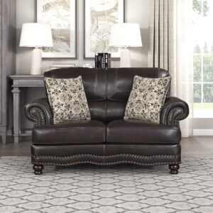 lexicon sébastien breathable faux leather living room loveseat, brown