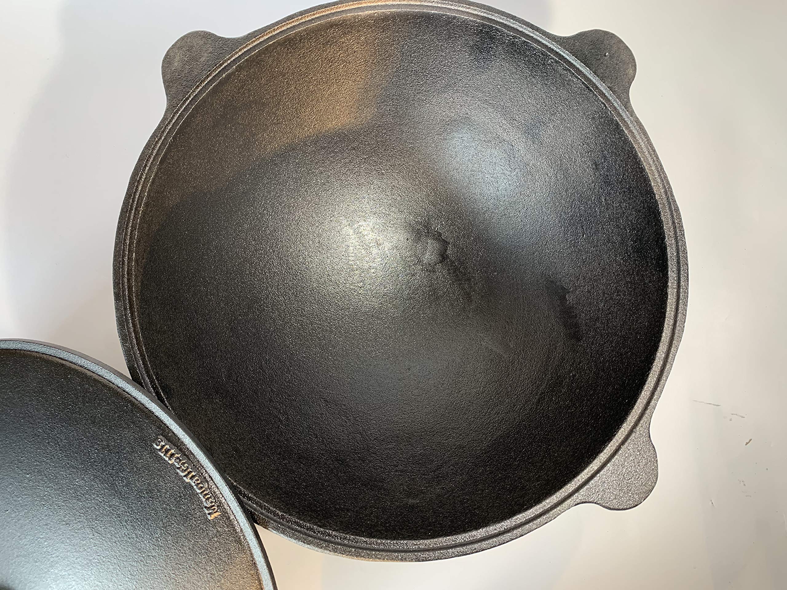 MangalGrills Kazan Cast Iron Cauldron Qazan Qozon Caldero Kadai Plov Pilaf Shorpa Uzbek Wok (15L-4Gal)