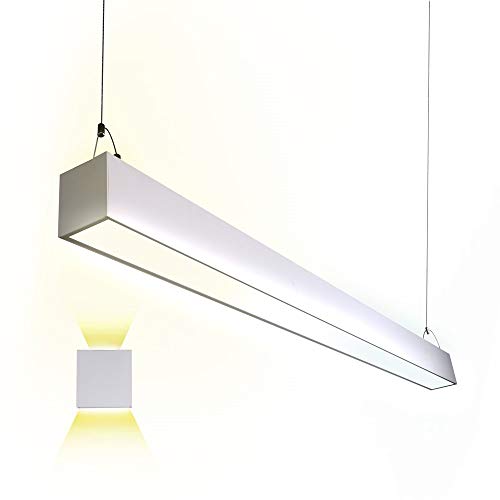 Euri Lighting EUD4-50W103sw-W, Linkable 4FT Dual CCT Tunable Linear Up/Down Light, 50W, 6500lm, 3000K/4000K/5000K, 120-277V, Damp Rated, 0-10V Dimmable, ETL & DLC Certified, 5YR 50K HR Warranty White