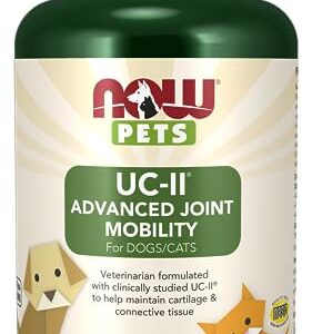 NOW Foods® Pets, UC-II® Advanced Joint Mobility for Dogs and Cats, Veterinarian formulated, Help Maintain Cartilage and Connective Tissue*, 60 Chewable Tablets (60 Grams)