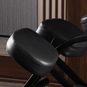 Kneeling Chair Ergonomic for Home and Office，Adjustable Saddle Chair to Improve Your Posture,Comfortable Knees and Footrest,Black,SSS-1458-2D-F