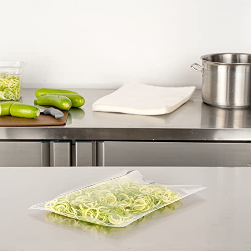 Restaurantware Fresh Hero 16 x 12 Inch Vacuum Sealer Bags 100 Food Storage Bags - 4 mil Thick Microwavable Clear Plastic Sous Vide Bags Freezable For Storing Food Or Sous Vide Cooking