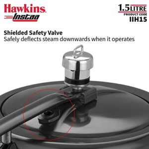 HAWKINS 1.5 Litre Instaa Pressure Cooker, Induction Inner Lid Cooker, Tall Body Hard Anodised Cooker, Best Black Cooker, Black (IIH15)