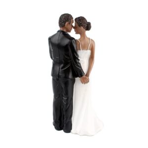 HUOOQT Cake Topper Figurines for Bride and Groom, African American Wedding Cake Topper Couple Wedding Anniversary