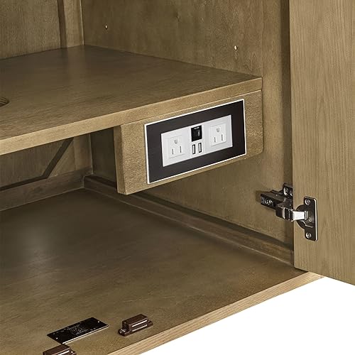 James Martin Vanities 545-V30 Laurent 30" Free Standing or Wall Mounted Single Basin Ash Wood Vanity Cabinet Only with USB Port and Electrical Outlet - Light Oak