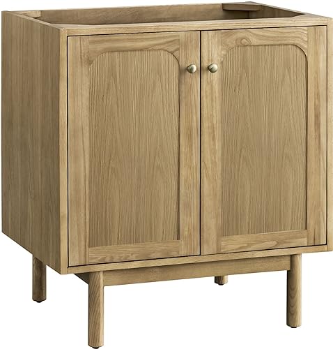 James Martin Vanities 545-V30 Laurent 30" Free Standing or Wall Mounted Single Basin Ash Wood Vanity Cabinet Only with USB Port and Electrical Outlet - Light Oak