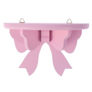 doitool wooden floating shelves wall mounted butterfly semicircle wall shelf home decoration rack, nordic style decorative shelves for bedroom, living room, kitchen, office (pink)