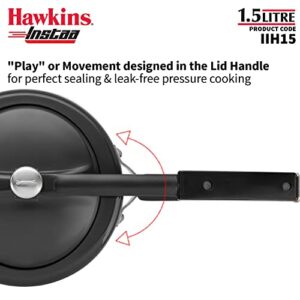 HAWKINS 1.5 Litre Instaa Pressure Cooker, Induction Inner Lid Cooker, Tall Body Hard Anodised Cooker, Best Black Cooker, Black (IIH15)