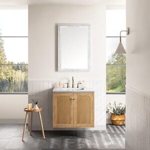 James Martin Vanities 545-V30 Laurent 30" Free Standing or Wall Mounted Single Basin Ash Wood Vanity Cabinet Only with USB Port and Electrical Outlet - Light Oak