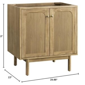 James Martin Vanities 545-V30 Laurent 30" Free Standing or Wall Mounted Single Basin Ash Wood Vanity Cabinet Only with USB Port and Electrical Outlet - Light Oak