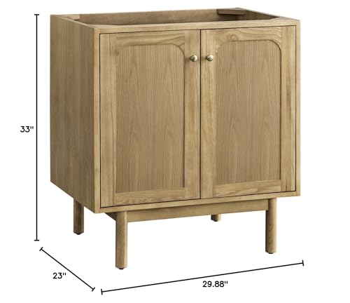 James Martin Vanities 545-V30 Laurent 30" Free Standing or Wall Mounted Single Basin Ash Wood Vanity Cabinet Only with USB Port and Electrical Outlet - Light Oak