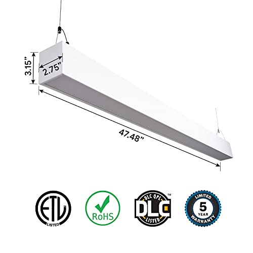 Euri Lighting EUD4-50W103sw-W, Linkable 4FT Dual CCT Tunable Linear Up/Down Light, 50W, 6500lm, 3000K/4000K/5000K, 120-277V, Damp Rated, 0-10V Dimmable, ETL & DLC Certified, 5YR 50K HR Warranty White