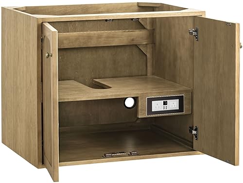 James Martin Vanities 545-V30 Laurent 30" Free Standing or Wall Mounted Single Basin Ash Wood Vanity Cabinet Only with USB Port and Electrical Outlet - Light Oak