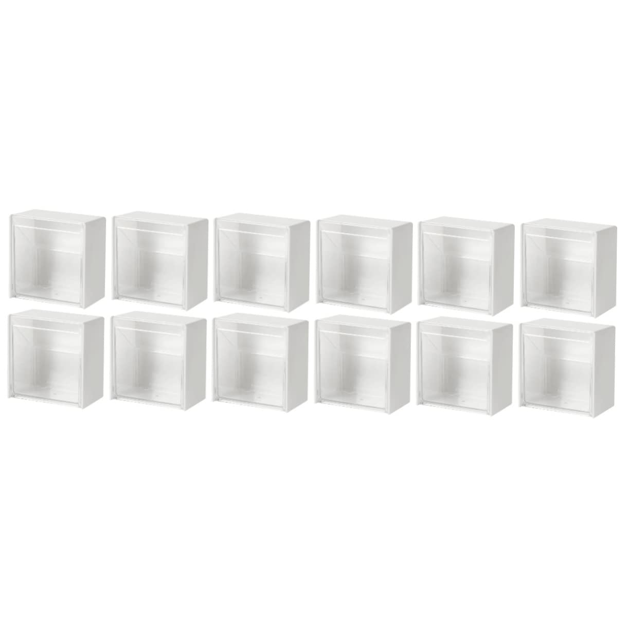 Cabilock 12 Pcs wall storage box holder wall mount cotton swab holder bathroom holder makeup organizers container with lid wall mount storage bins small container white office -