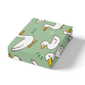 Erosebridal Kawaii White Goose Duvet Cover for Kids Boys Girls,Cartoon Bedding Set,Farm Animal Comforter Cover King Size,Country Duck Bed Sets with 2 Pillowcases Bedroom Decor