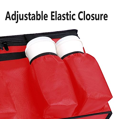 Insulated Food Delivery Bag with Cup Holders/Drink Carriers Premium XXL, Great for Beverages, Grocery, Pizza, Commercial Quality Hot and Cold Insulated Catering Bag 22x14x13 for doordash