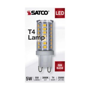 Satco S11234 5W/LED/G9/830/CL/120V/DIM – 5 Watt JCD LED; G9 Base; Clear Finish; 3000K; Soft White; 120 Volt; T4 Shape; 40W HID Equivalent; 2.13" MOL; Dimmable for Various Lighting Applications