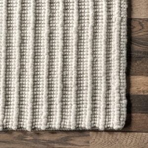 nuLOOM Dorene Contemporary High-Low Striped Wool Area Rug, 8x10, Ivory