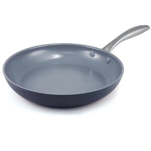 greenpan lima hard anodized healthy ceramic nonstick 12" frying pan skillet, pfas-free, oven safe, gray