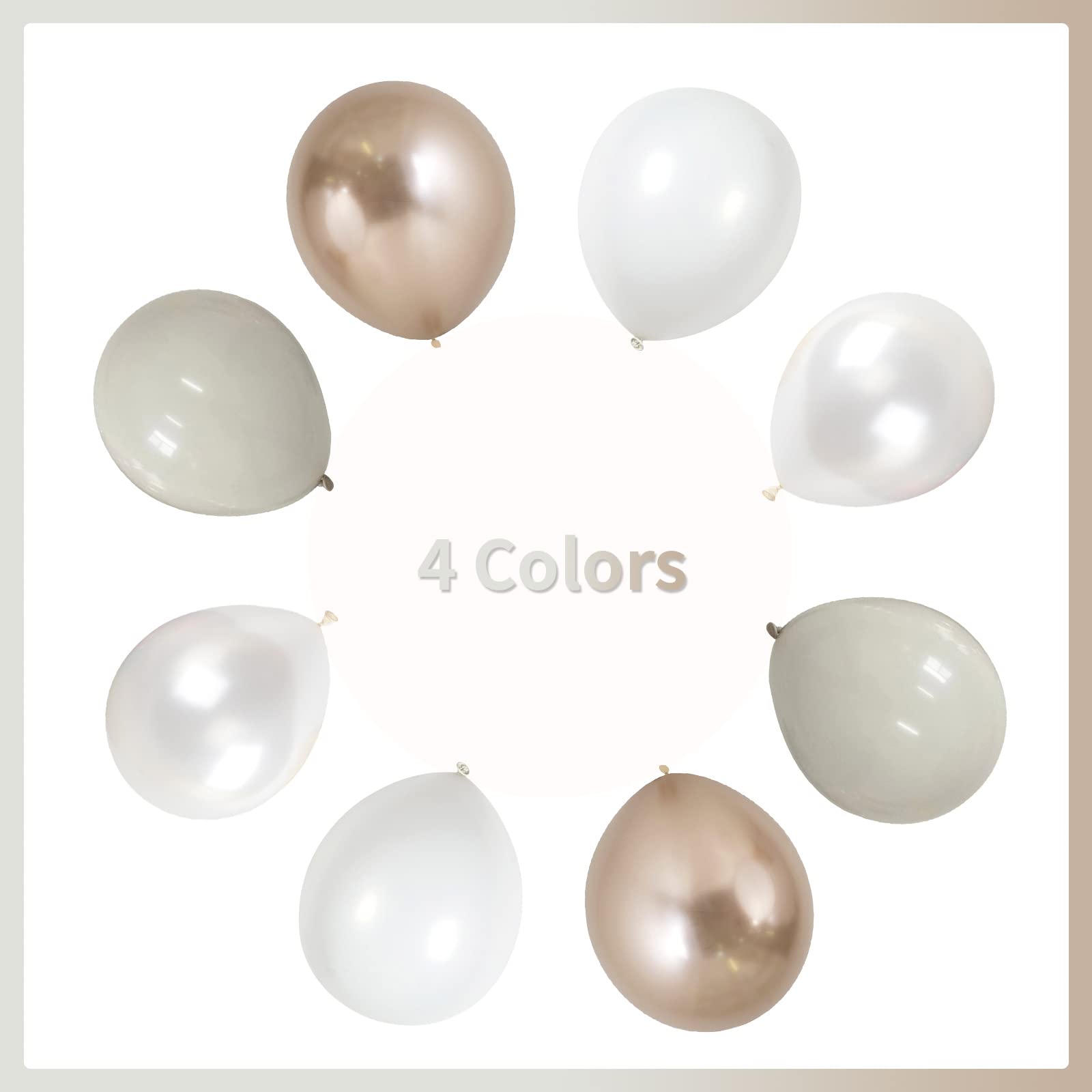 Champagne Gold and White Balloons, 60Pcs Beige White Sand Metallic Gold Pearl White Balloons for Girls, Neutral Ivory White Gold Balloons for Women Birthday Boho Wedding Engagement Party Decorations