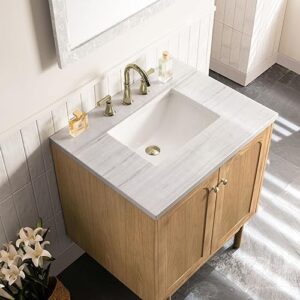 James Martin Vanities 545-V30 Laurent 30" Free Standing or Wall Mounted Single Basin Ash Wood Vanity Cabinet Only with USB Port and Electrical Outlet - Light Oak