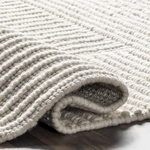 nuLOOM Dorene Contemporary High-Low Striped Wool Area Rug, 8x10, Ivory