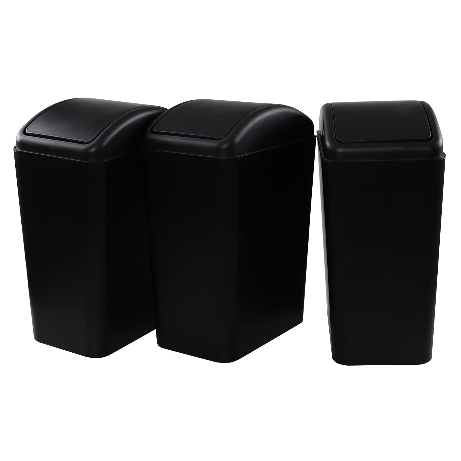 EudokkyNA 4.5 Gallon Swing Lid Trash Can, Plastic Garbage Can Waste Basket Set of 3