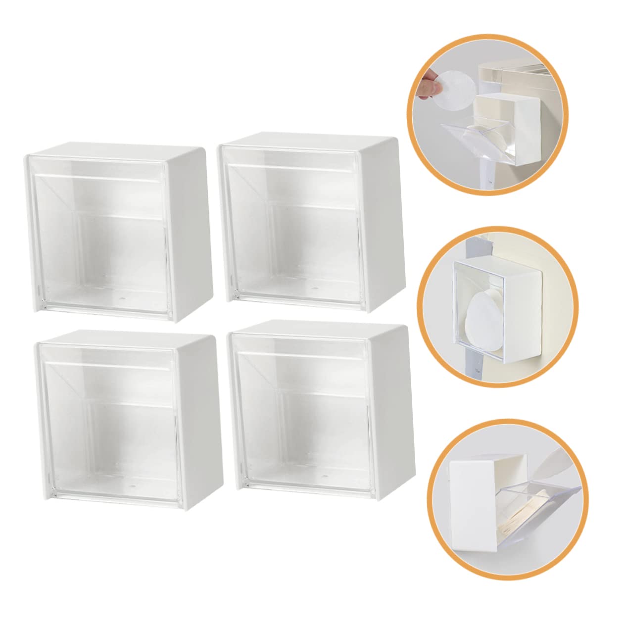 Cabilock 12 Pcs wall storage box holder wall mount cotton swab holder bathroom holder makeup organizers container with lid wall mount storage bins small container white office -