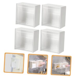 Cabilock 12 Pcs wall storage box holder wall mount cotton swab holder bathroom holder makeup organizers container with lid wall mount storage bins small container white office -