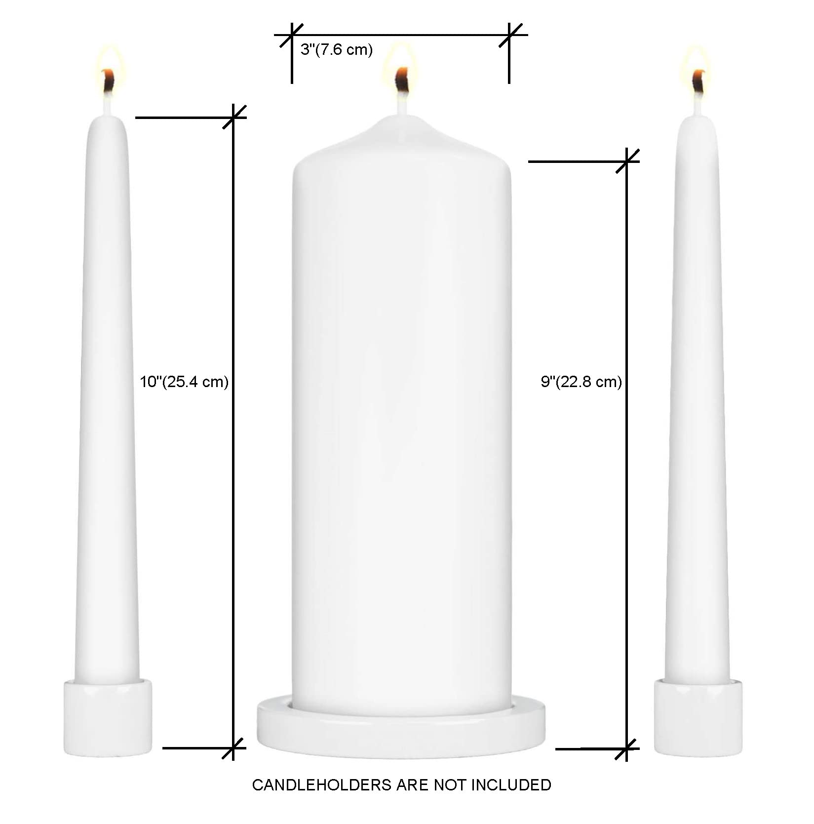 Unity Candles for Wedding, Unity Set, Custom and Personalized Pillar and Taper Candles, Unscented White Premium Wax, Religious and Wedding Ceremony, Special Events