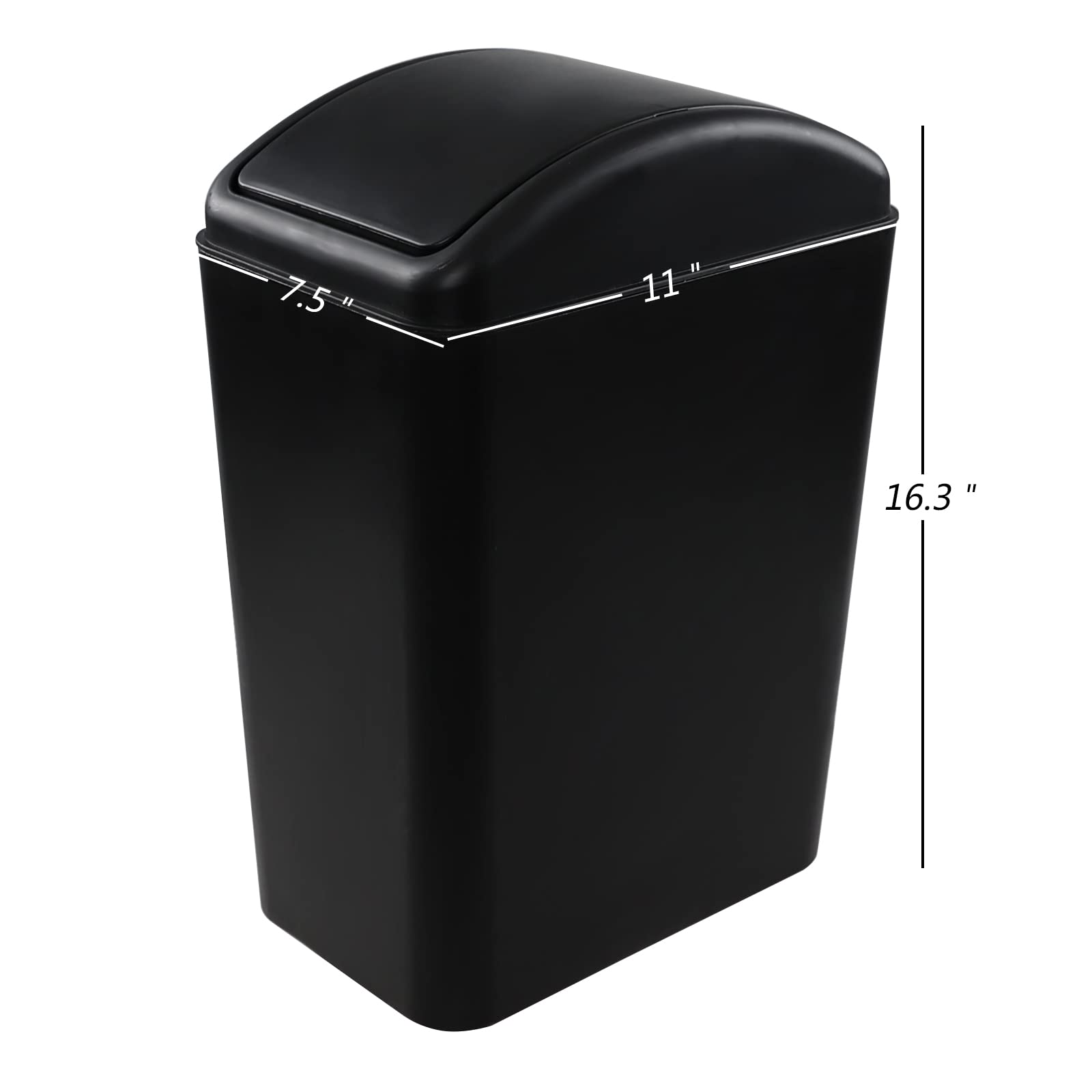 EudokkyNA 4.5 Gallon Swing Lid Trash Can, Plastic Garbage Can Waste Basket Set of 3