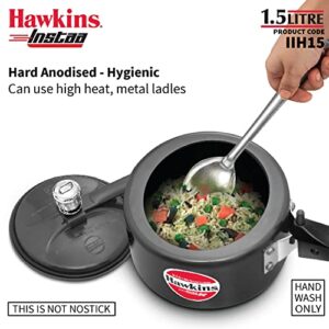 HAWKINS 1.5 Litre Instaa Pressure Cooker, Induction Inner Lid Cooker, Tall Body Hard Anodised Cooker, Best Black Cooker, Black (IIH15)