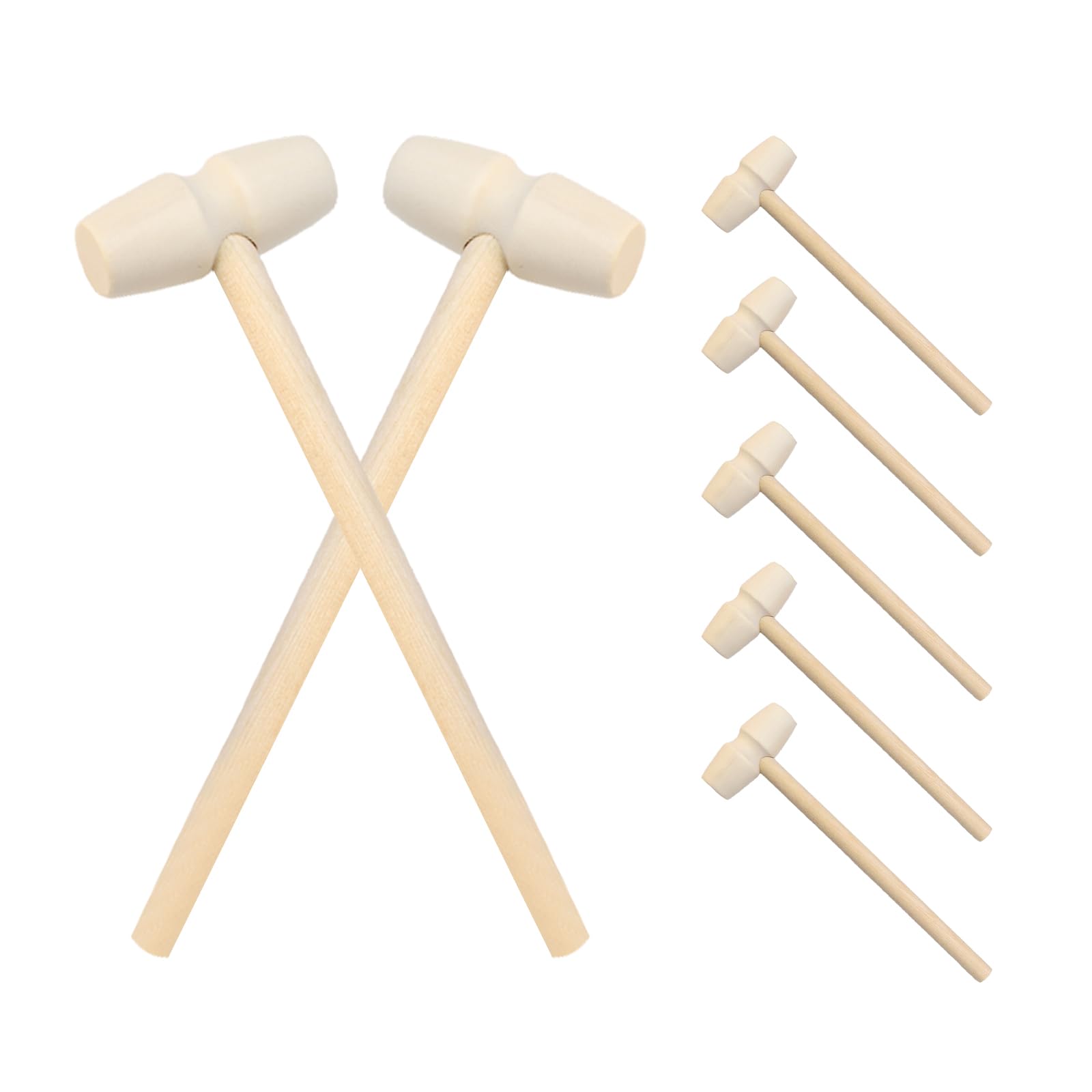 Camac 10 Pcs Multi-Purpose Wooden Hammers Set for Chocolate Natural Hardwood Crab Hammers Crafts Breakable Heart, Crab Lobster Mallets with Smooth Finish Durable Friendly Craft Toy