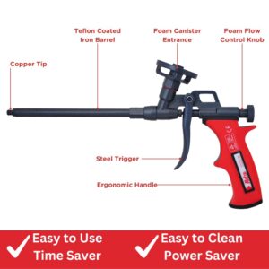 Akfix Dispensing Foam Gun - Spray Foam Applicator for Caulking, Professional Insulation for Window and Door | Foam&Cleaner NOT Included | 1 Pack