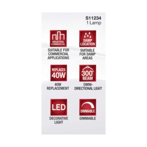 Satco S11234 5W/LED/G9/830/CL/120V/DIM – 5 Watt JCD LED; G9 Base; Clear Finish; 3000K; Soft White; 120 Volt; T4 Shape; 40W HID Equivalent; 2.13" MOL; Dimmable for Various Lighting Applications