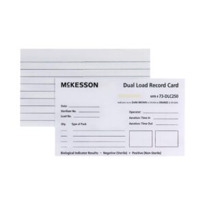 McKesson Dual Load Sterilization Record Card for Steam and EO Gas Processes - White, 3 in x 5 in, 250 Count, 1 Pack